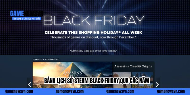 Bảng lịch sử Steam Black Friday qua các năm