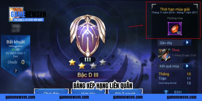 Chi Tiết Bảng Xếp Hạng Liên Quân – 9 Bậc Rank Mùa S1/2026