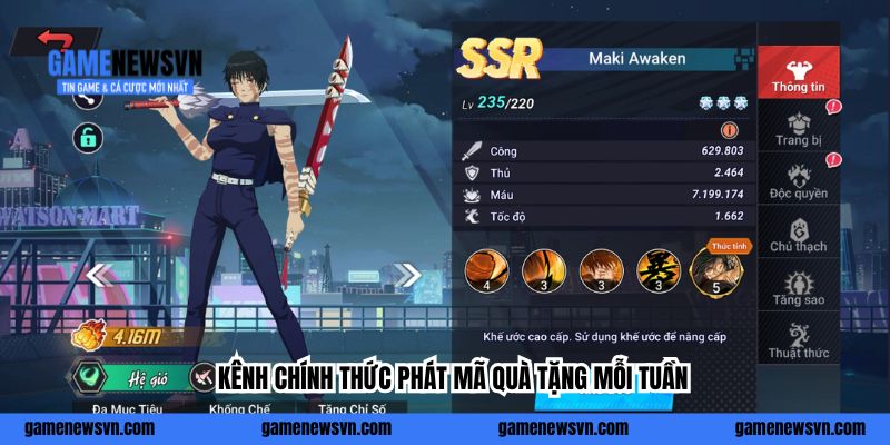 Kênh chính thức phát mã quà tặng mỗi tuần